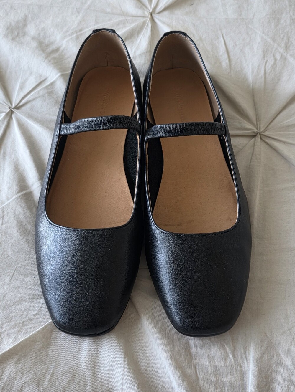 The Greta Mary Jane Black Leathet Flat View 2